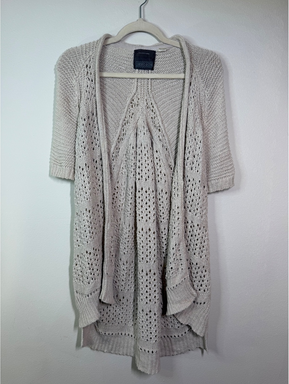 Guinevere Beige Open Knit Cardigan Sweater Size Small